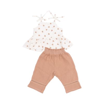Angel Dear  Peplum Tank W Smocked Back And Smocked Waist Pants With Ladder Trim 