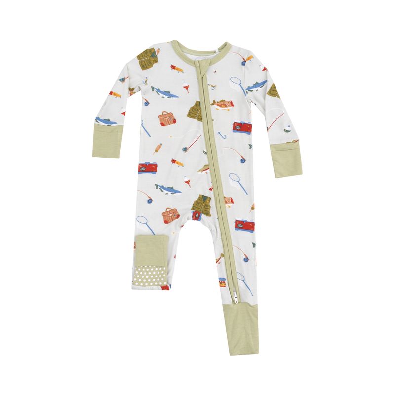 Angel Dear 2 Way Zipper Romper Fishing Things Green 