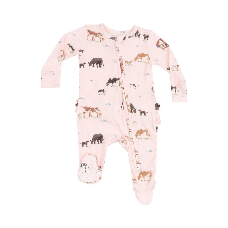 Angel Dear Cow Families 2 Way Zipper Ruffle Back Footie