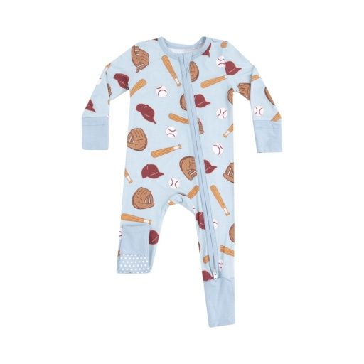 Angel Dear 2 Way Zipper Romper Baseball, Color: SLATE BLUE, Size: 6-12M