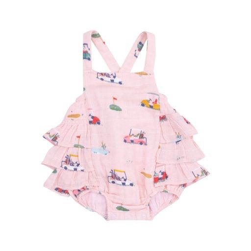 Angel Dear Ruffle Sunsuit Pink Golf Cart Cuties , Color: PINK, Size: 0-3M