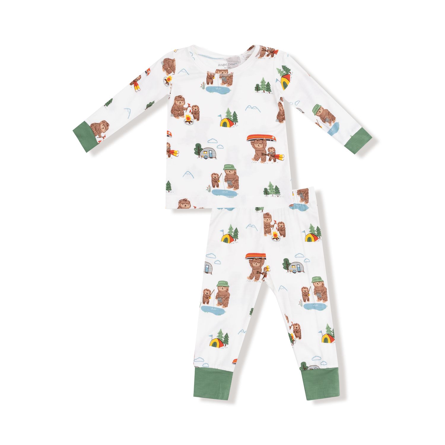 Bigfoot Camping - L/S Loungewear Set, Size: 18-24M, Color: IVORY/GREEN