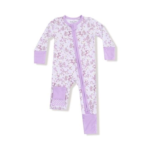 Sweet Dream Florals - 2 Way Zipper Romper, Color: LIGHT PURPLE, Size: 0-3M