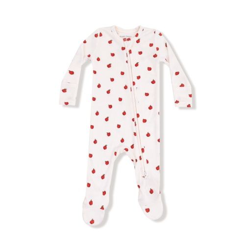 Tiny Apples - 2 Way Zipper Footie, Color: IVORY, Size: NB