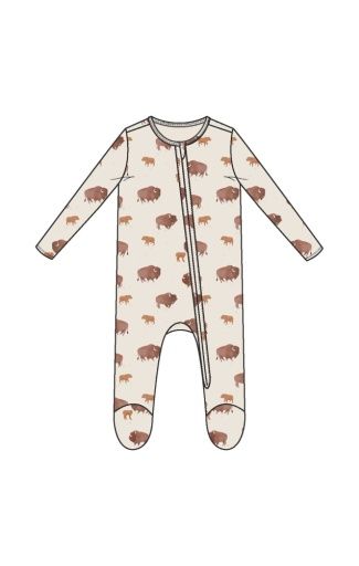 Bison - 2 Way Zipper Footie, Color: IVORY, Size: NB