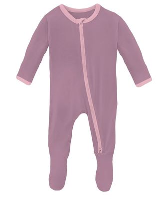 Kickee Pants Solid Ruffle Footie 2 Way Zipper