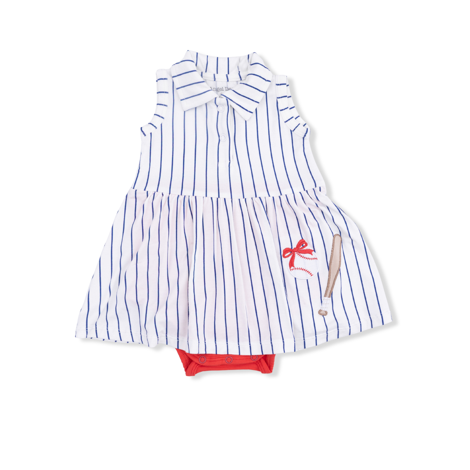 Angel Dear Baseball Stripe - Polo Tennis Dress, Color: CREAM, NAVY, Size: 0-3M