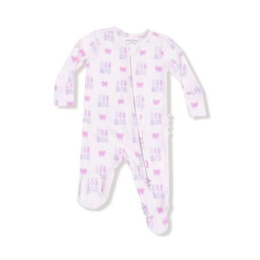 Lil Sis - 2 Way Zipper Ruffle Back Footie, Color: PINK FROSTING, Size: NB