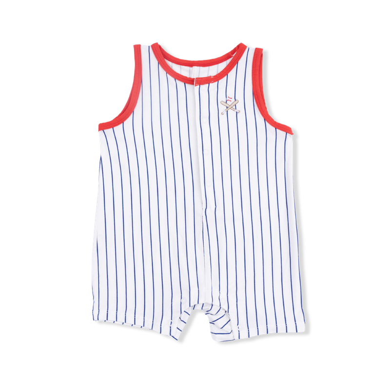 Baseball Stripe - Sleeveless Shortie Romper