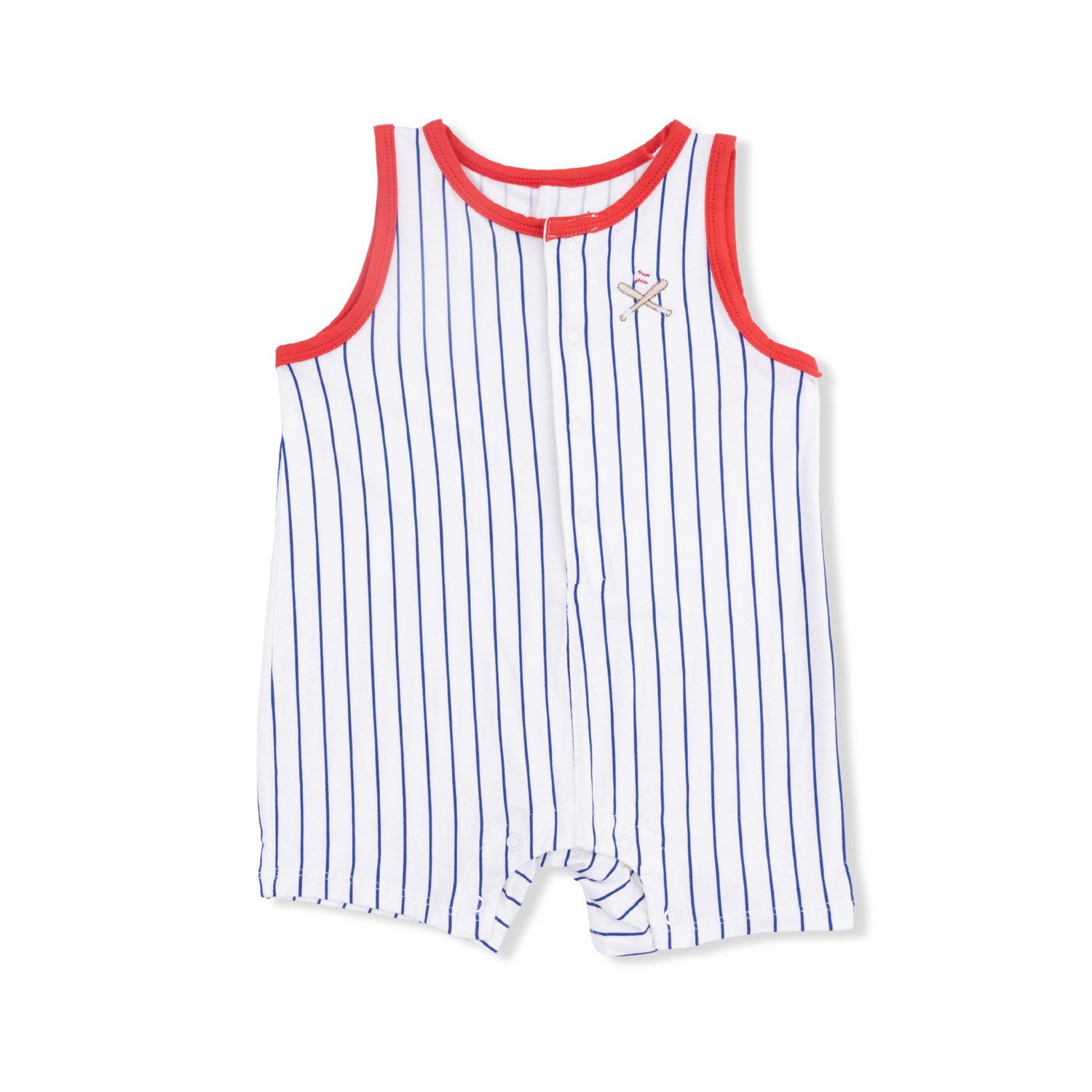 Baseball Stripe - Sleeveless Shortie Romper, Color: CREAM, NAVY, Size: 3-6M