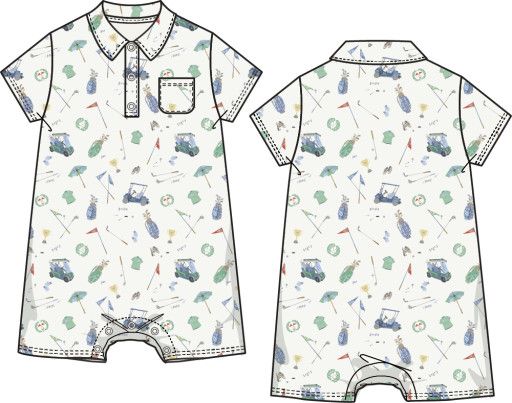 Angel Dear Golf Things - Polo Shortie, Color: IVORY, Size: 3-6M