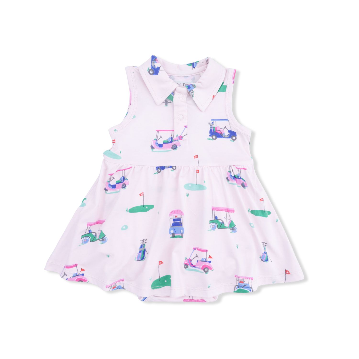 Angel Dear Vintage Golf Carts Pink - Polo Tennis Dress, Color: PINK, Size: 0-3M