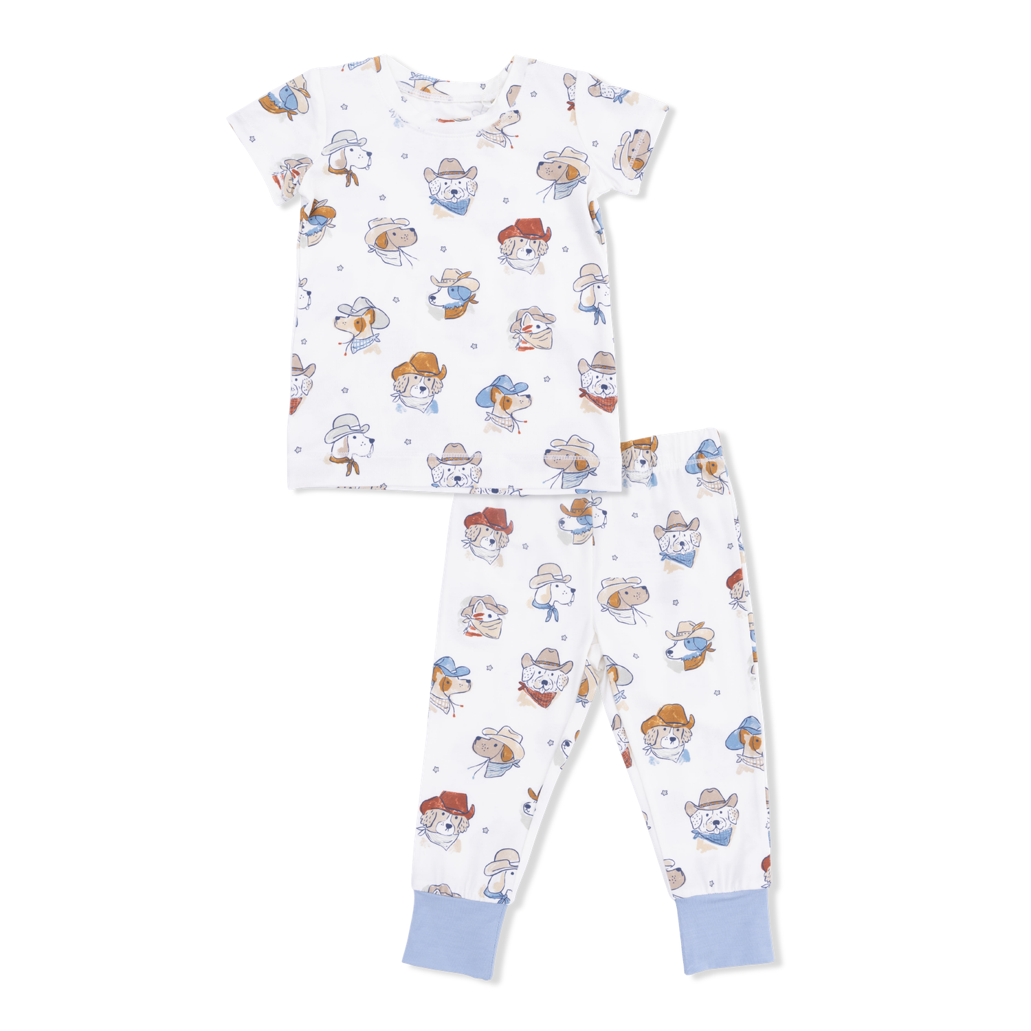 Cowdogs - Short Sleeve Loungewear Set, Color: BEIGE, Size: 18-24M