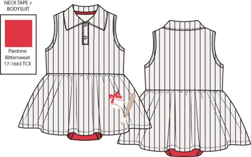 Angel Dear Baseball Stripe - Polo Tennis Dress, Color: CREAM, NAVY, Size: 0-3M