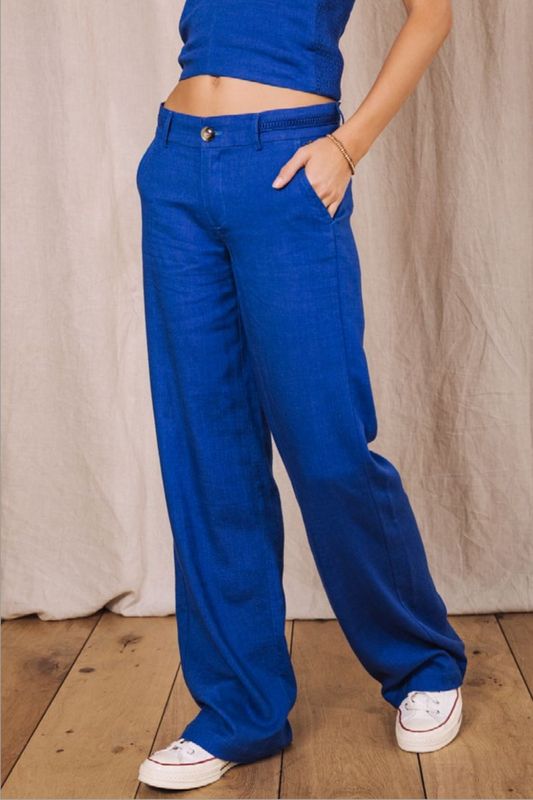Agatha plain linen broek