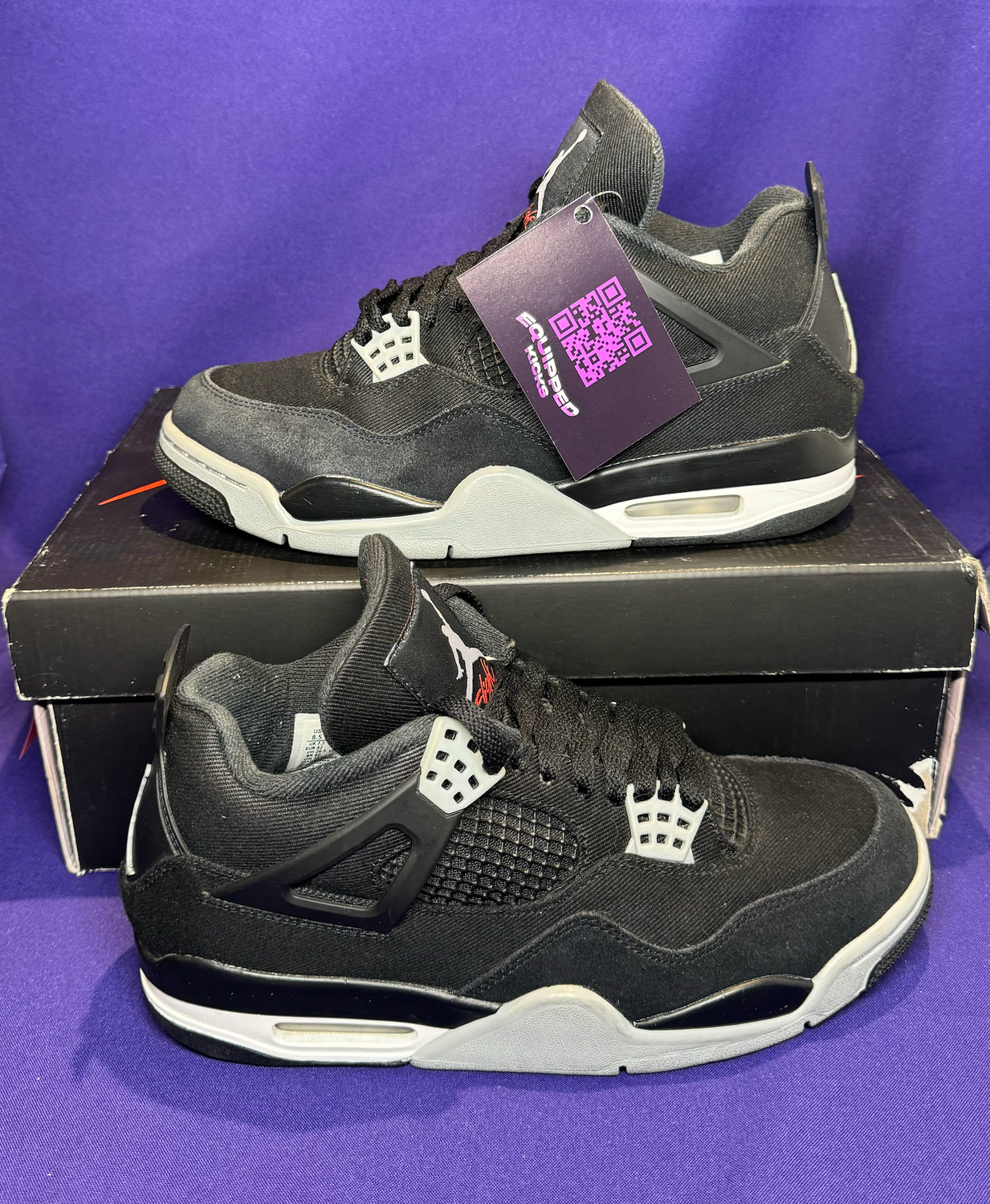 Jordan 4 Black Canvas size uk 7.5 (Pre-Loved)