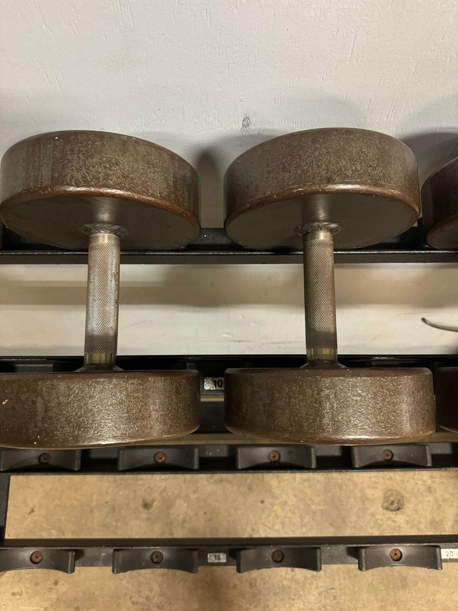 Vintage 70lb Jade Dumbbells