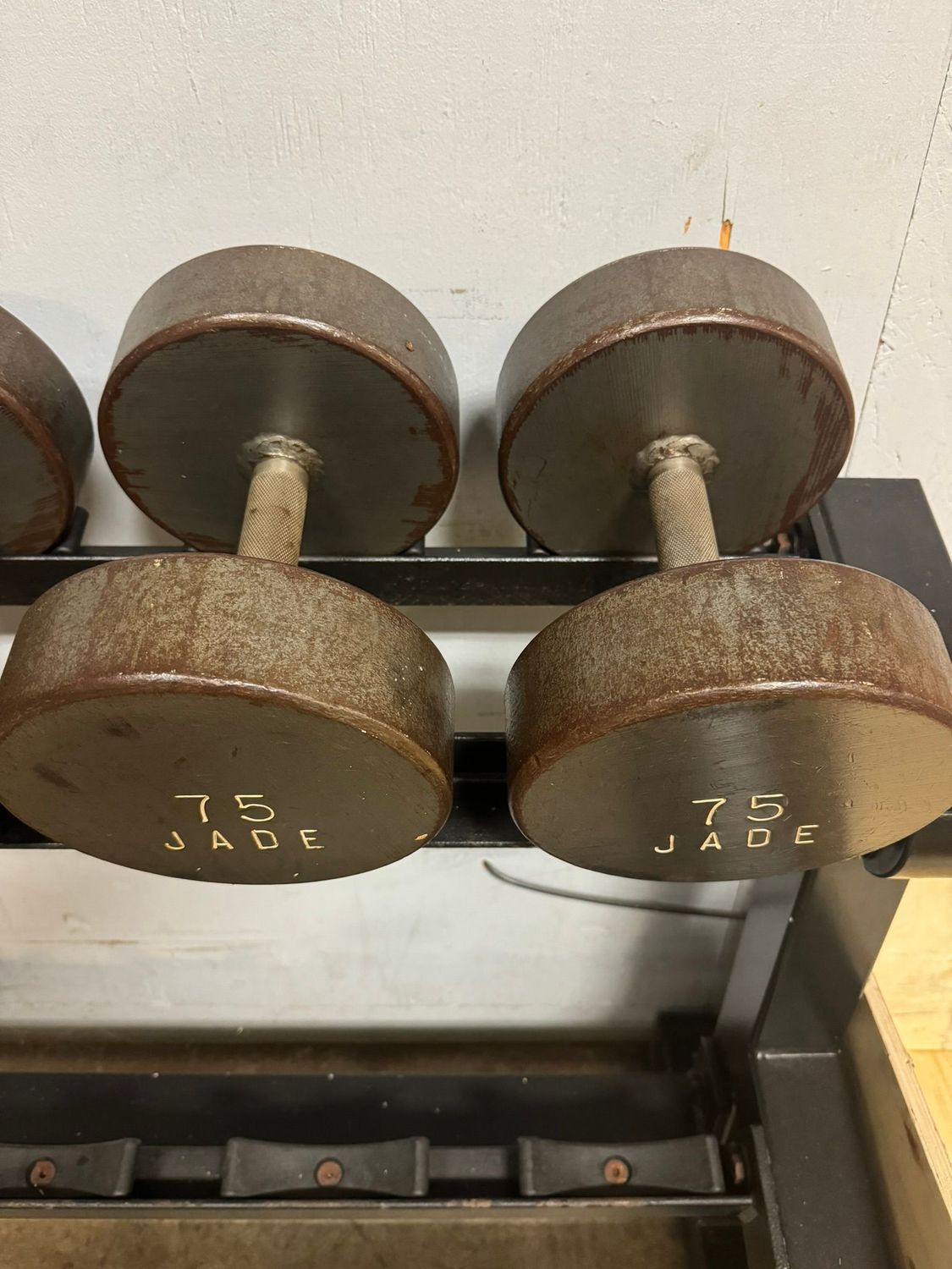 Vintage 75lb Jade Dumbbells