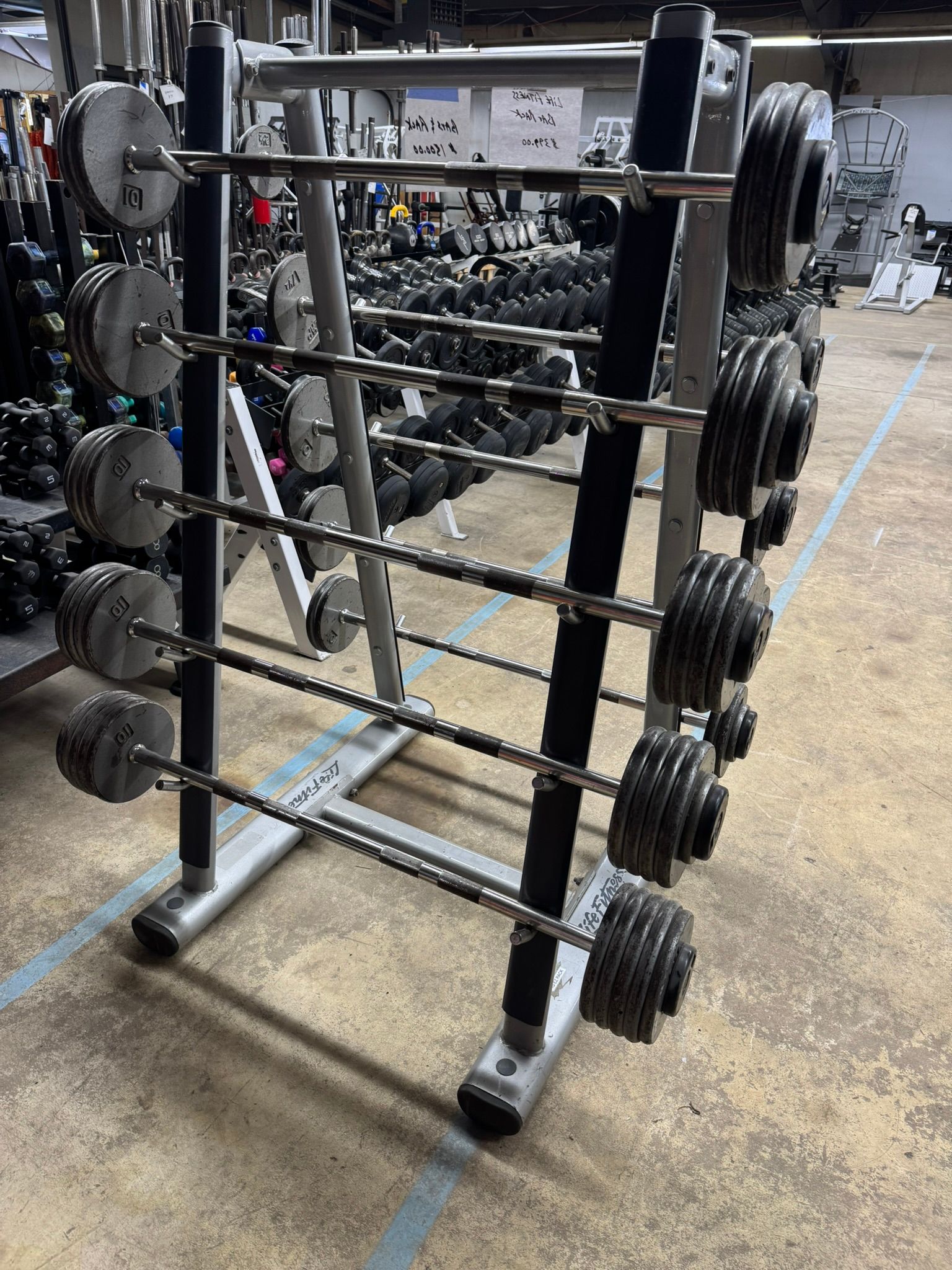 Fixed GP Weight Straight Bars With Life Fitness Rack