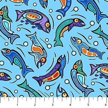 Sacred Earth - Lt Blue Multi Fish