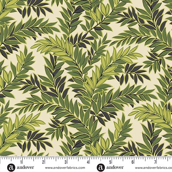Green Leaves Tangle - Cream