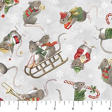 The Christmas Mouse Flannel - Mouse Toss - Gray Multi