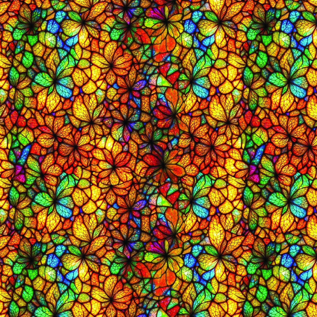 Sonny in the Sunflowers stained glass petals