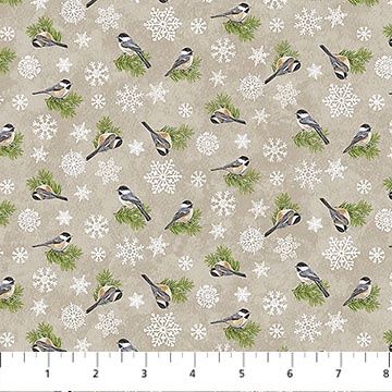 Winter Woodland - Taupe Chickadees