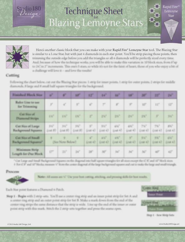 Blazing Lemoyne Star- Technique Sheet