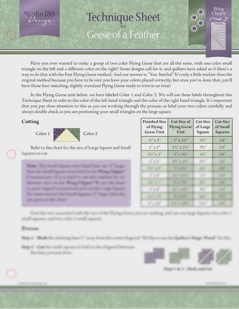 Geese of a Feather- Technique Sheet