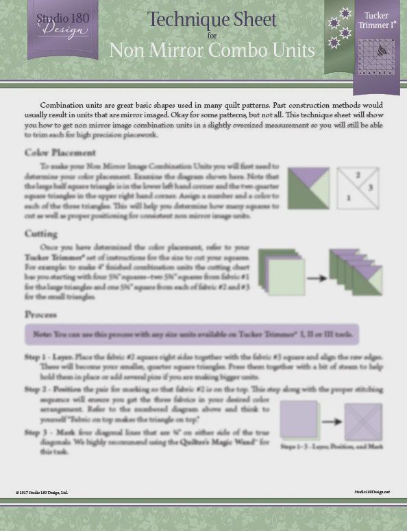 Non Mirror Combo Units- Technique Sheet