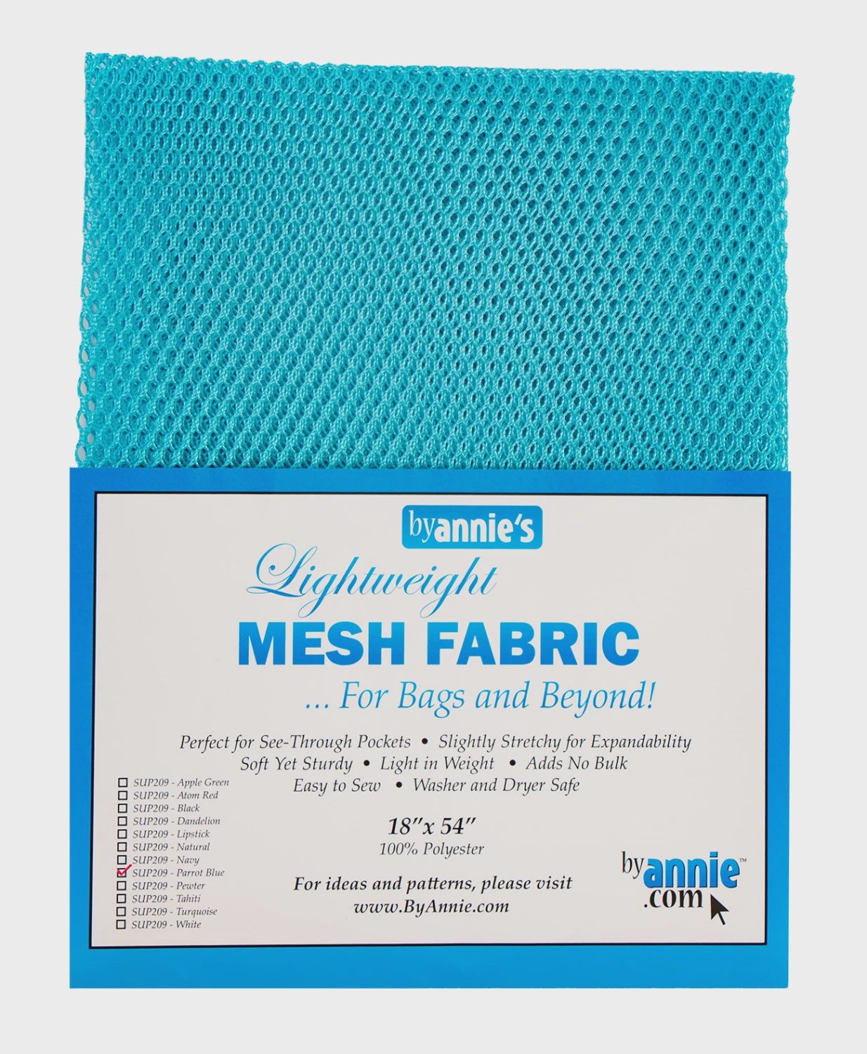 mesh fabric -parrot blue-byannie's