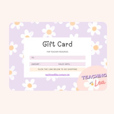 Teacher Gift card