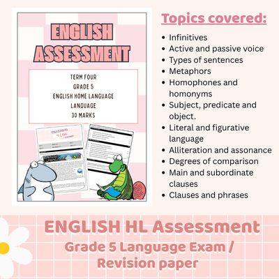 Grade 5 English Language Exam / Revision Paper