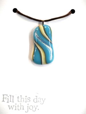 Blue and Cream Swirl Glass Charm