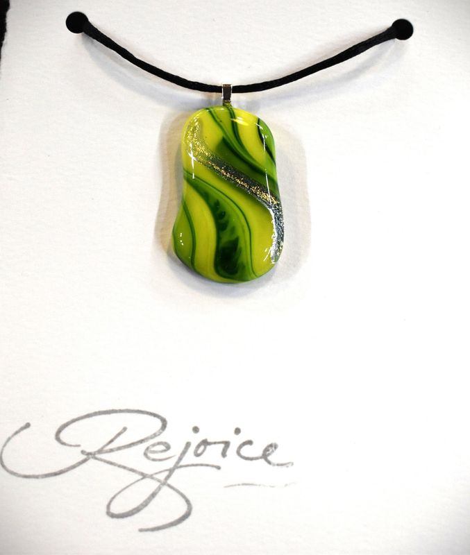 Green Swirl Glass Charm Necklace