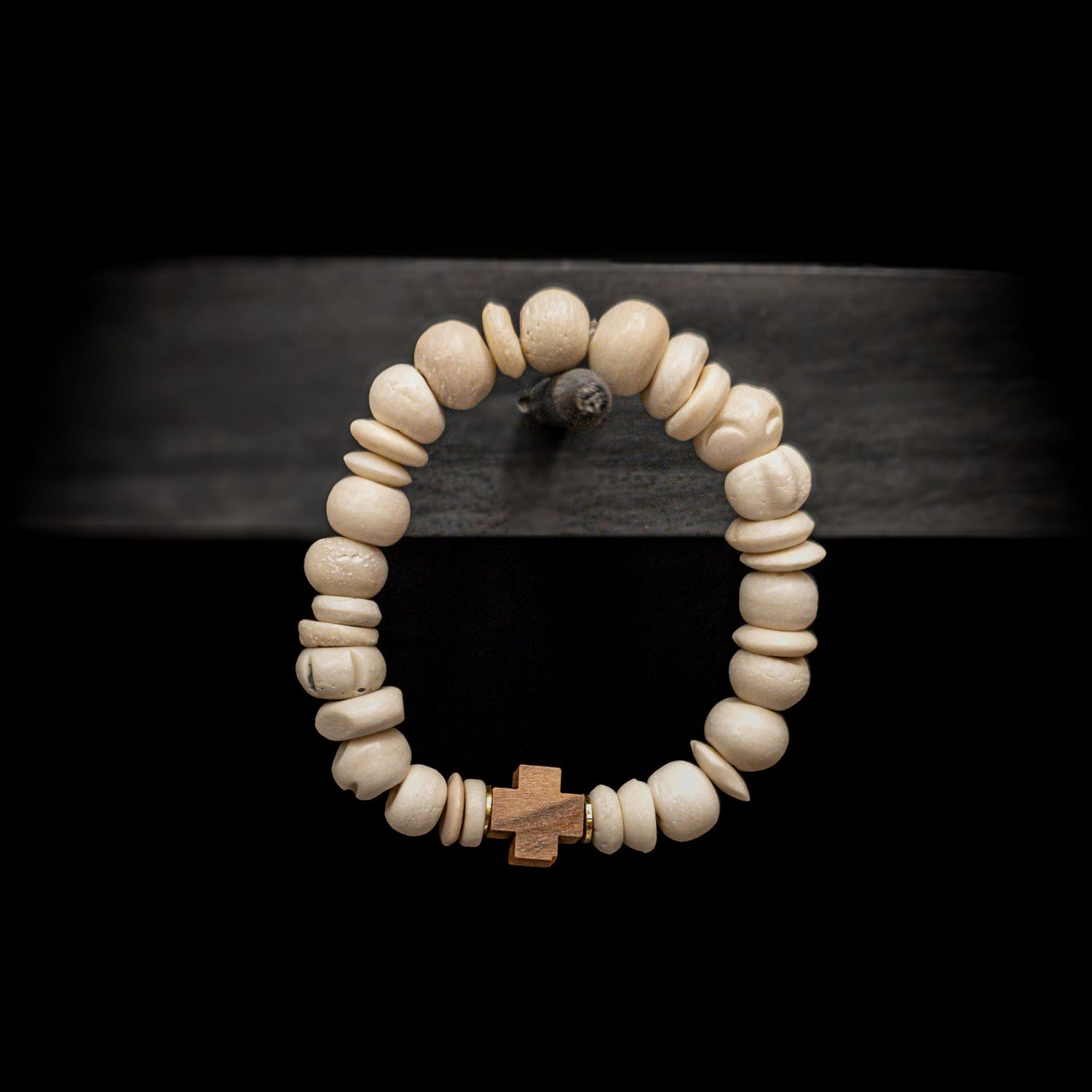 ISRAELI OLIVE WOOD BONE BEAD BRACELET