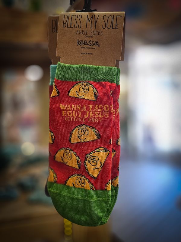 BLESS MY SOLE SOCKS WANNA TACO-RED