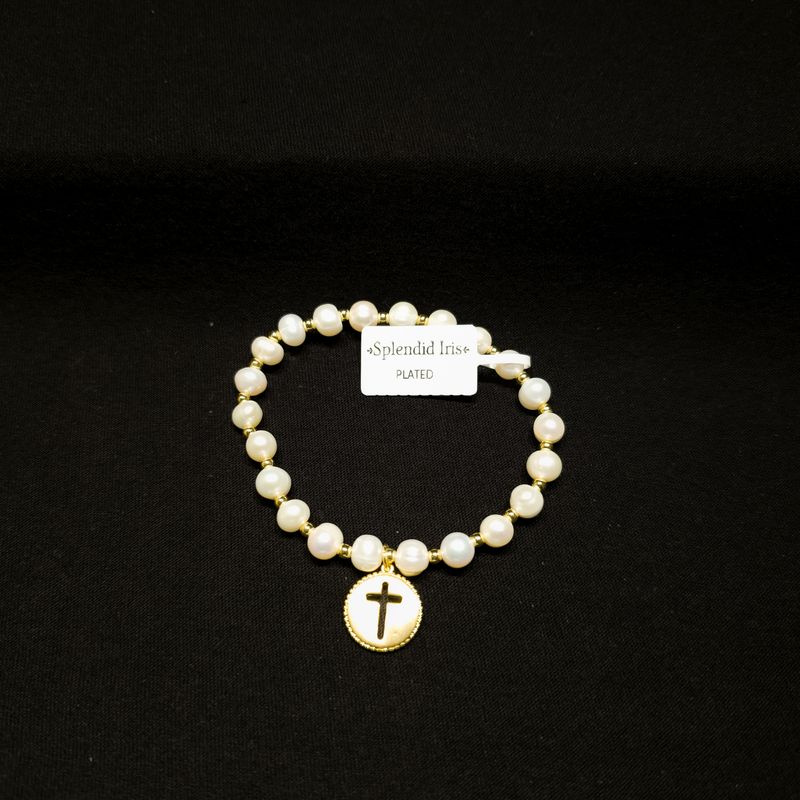 PEARL WITH CROSS BRACELET