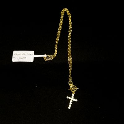 SPARKLE CROSS TOGGLE NECKLACE