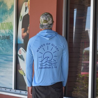 MS WAVES OF GLORY PERF LS HOOD LIGHT BLUE/NAVY