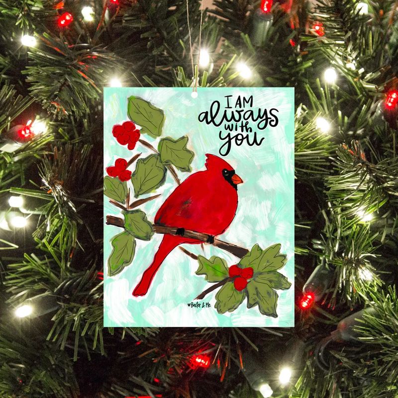 I AM WITH YOU ALWAYS RED BIRD ORNAMENT