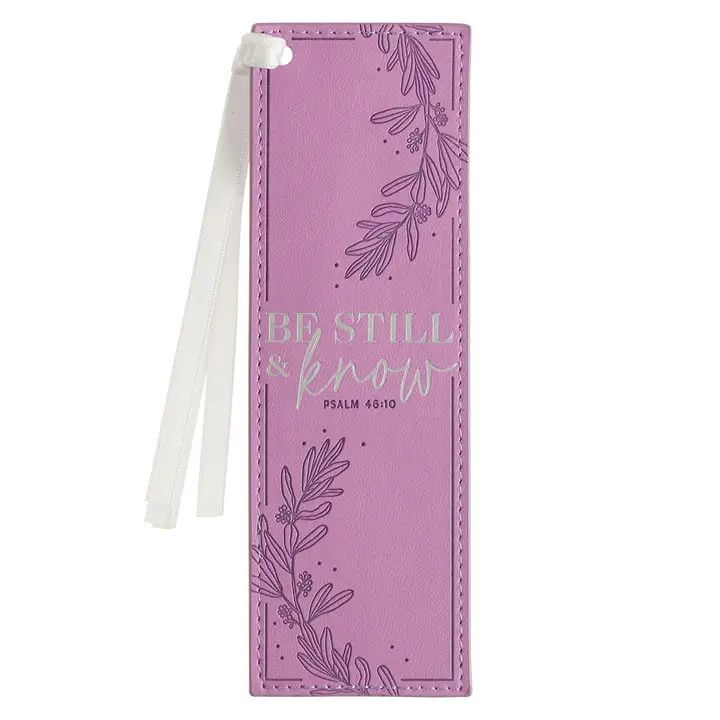 BOOKMARK FAUX LEATHER PURPLE BE STILL PS. 46:10 BMF148