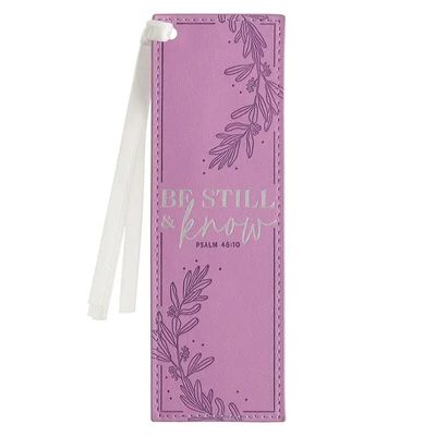 BOOKMARK FAUX LEATHER PURPLE BE STILL PS. 46:10 BMF148