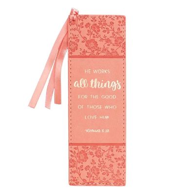 BOOKMARK FAUX LEATHER CORAL ALL THINGS BMF085
