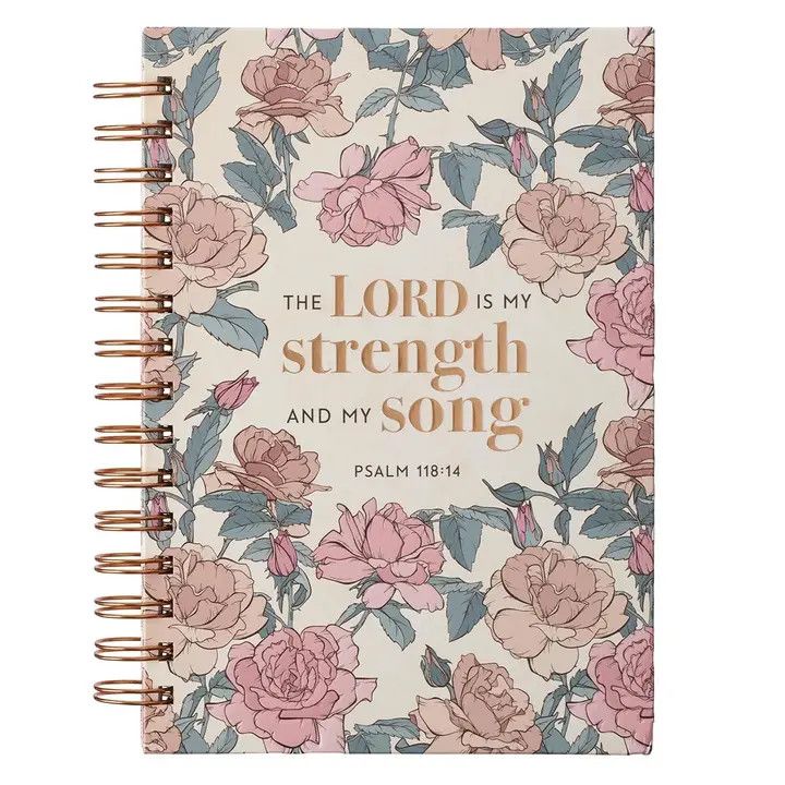 MY STRENGTH AND MY SONG PINK ROSE WIREBOUND HARDCOVER JOURNAL