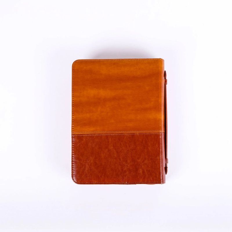 BIBLE COVER IMITATION LEATHER STAND FIRM 2-TONE BROWN