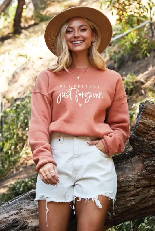 Not Perfect Just Forgiven Sweatshirt - Mauve