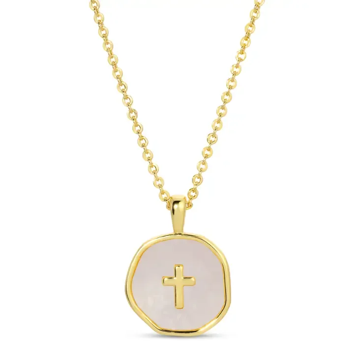 SHELL WITH CROSS PENDANT NECKLACE N3317-G