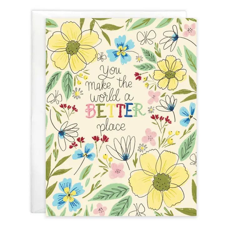 YELLOW HAPPY FLOWERS THINKING OF YOU CARD #212-6711